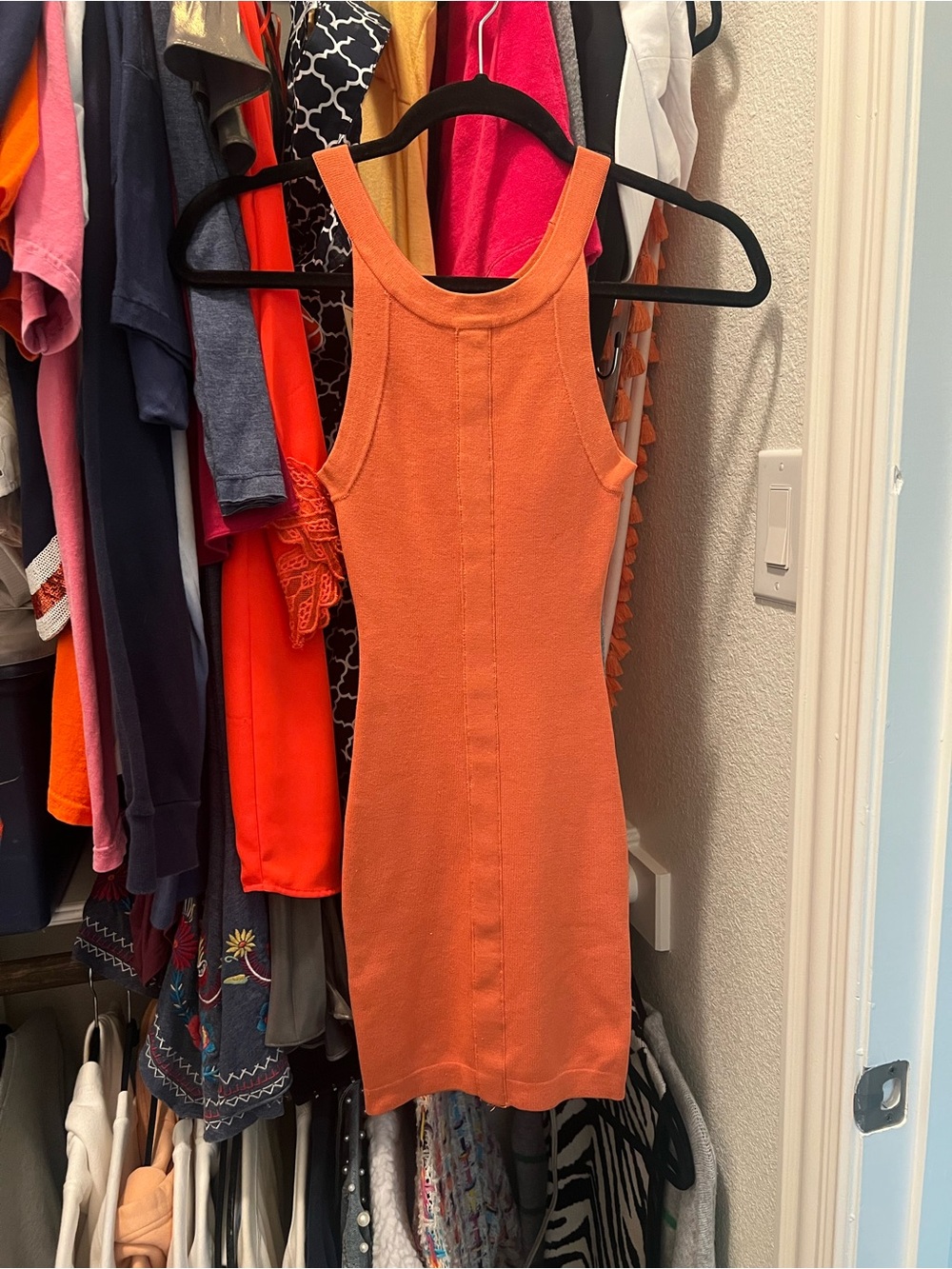 BCBGMaxAzria Orange Ribbed Tank Dress